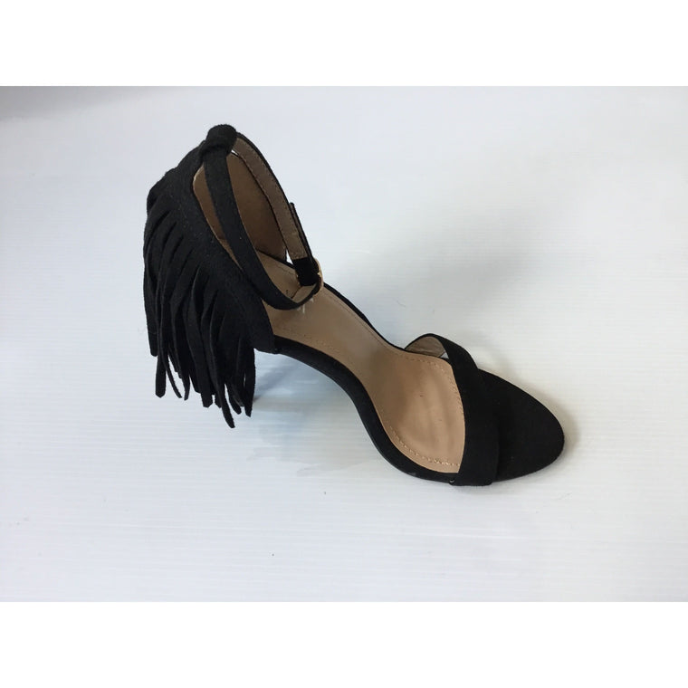 Shoes Black High Heeled Fringe Sandal