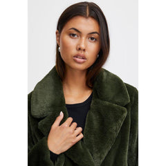 Ichi Women's Faux Fur Coat | Forest Night Ihhaya JA