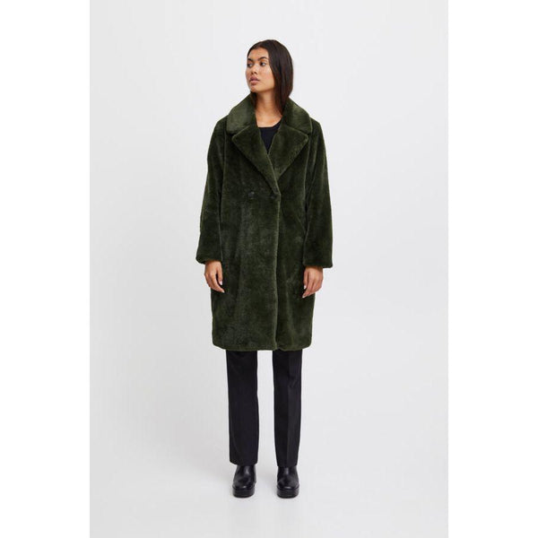 Ichi Women's Faux Fur Coat | Forest Night Ihhaya JA