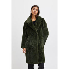 Ichi Women's Faux Fur Coat | Forest Night Ihhaya JA