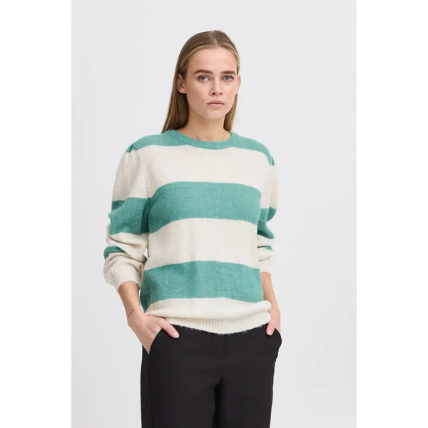 Ichi Women’s Ihdusty LS Stripe | Beryl Green