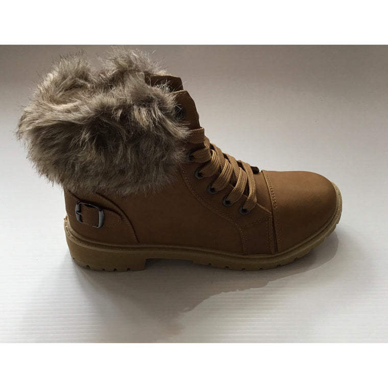 Boots Women’s Faux Fur Ankle Boots | Camel R29015-2