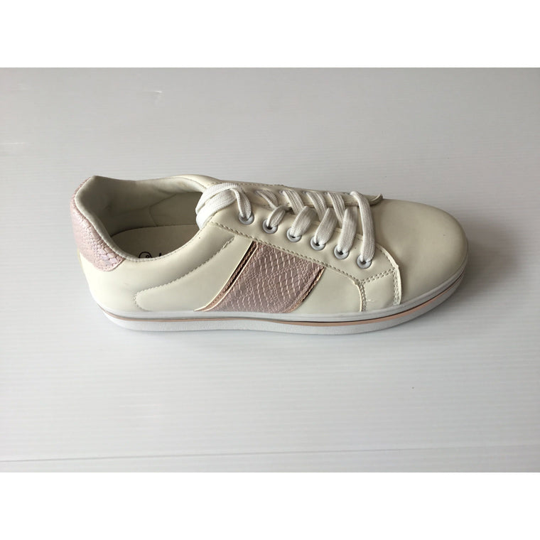 Shoe Trainers Womens Lace Up | White / Pink YD159